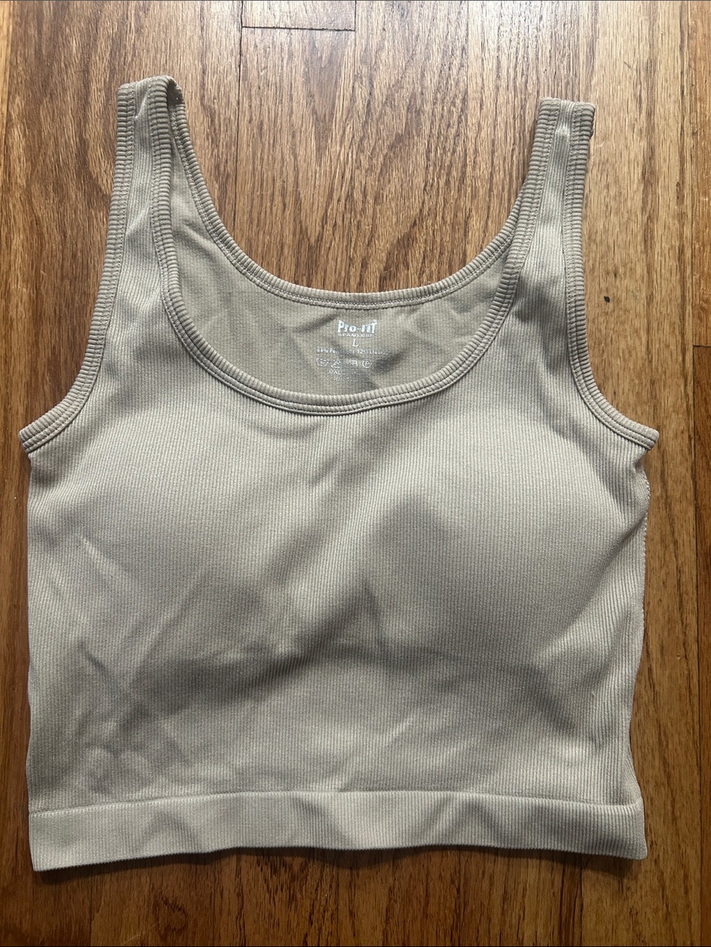 Pro-If Beige Ribbed Crop Tank Top